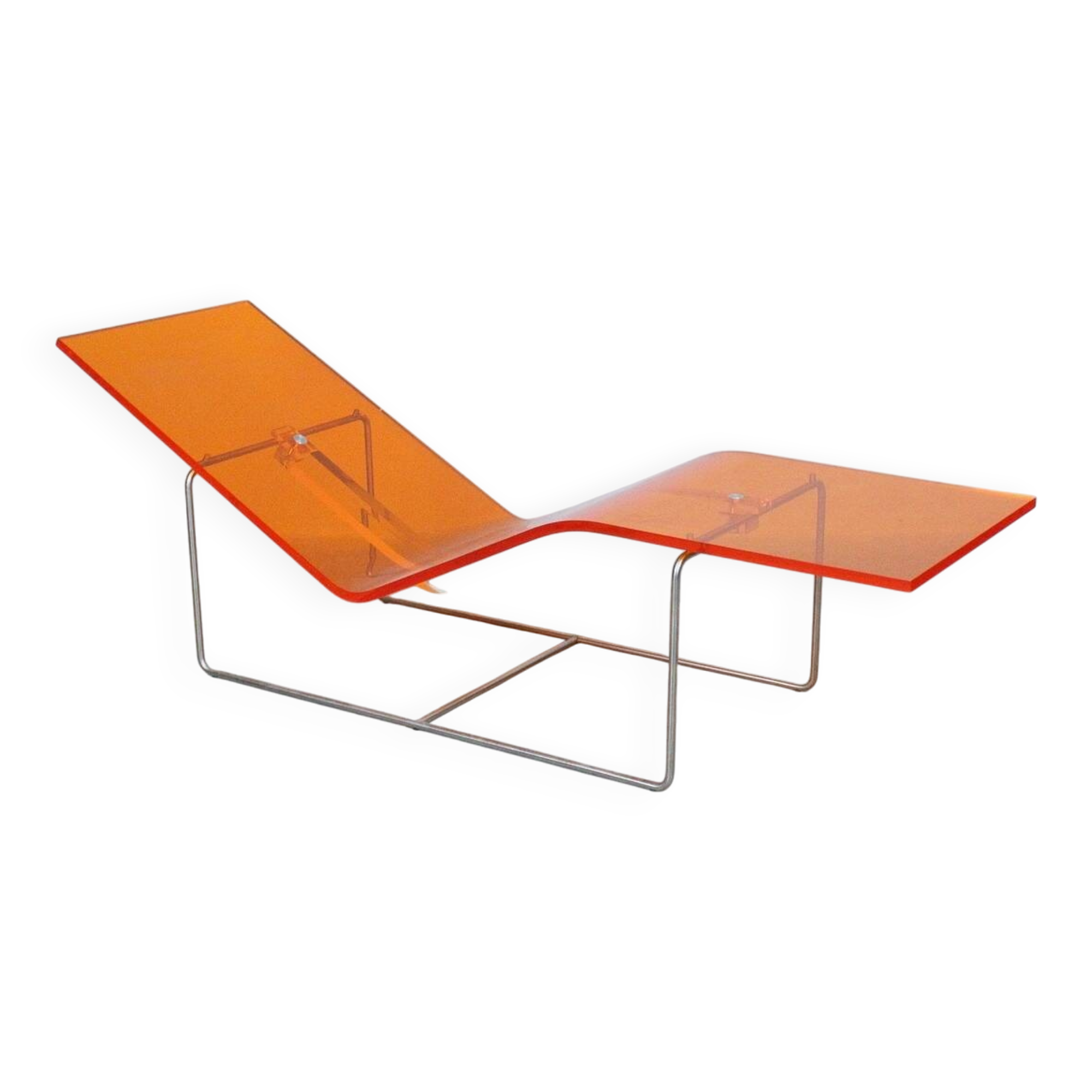 'Wave' chaise longue in orange plexiglass by Jean-Marie Massaud