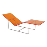'Wave' chaise longue in orange plexiglass by Jean-Marie Massaud