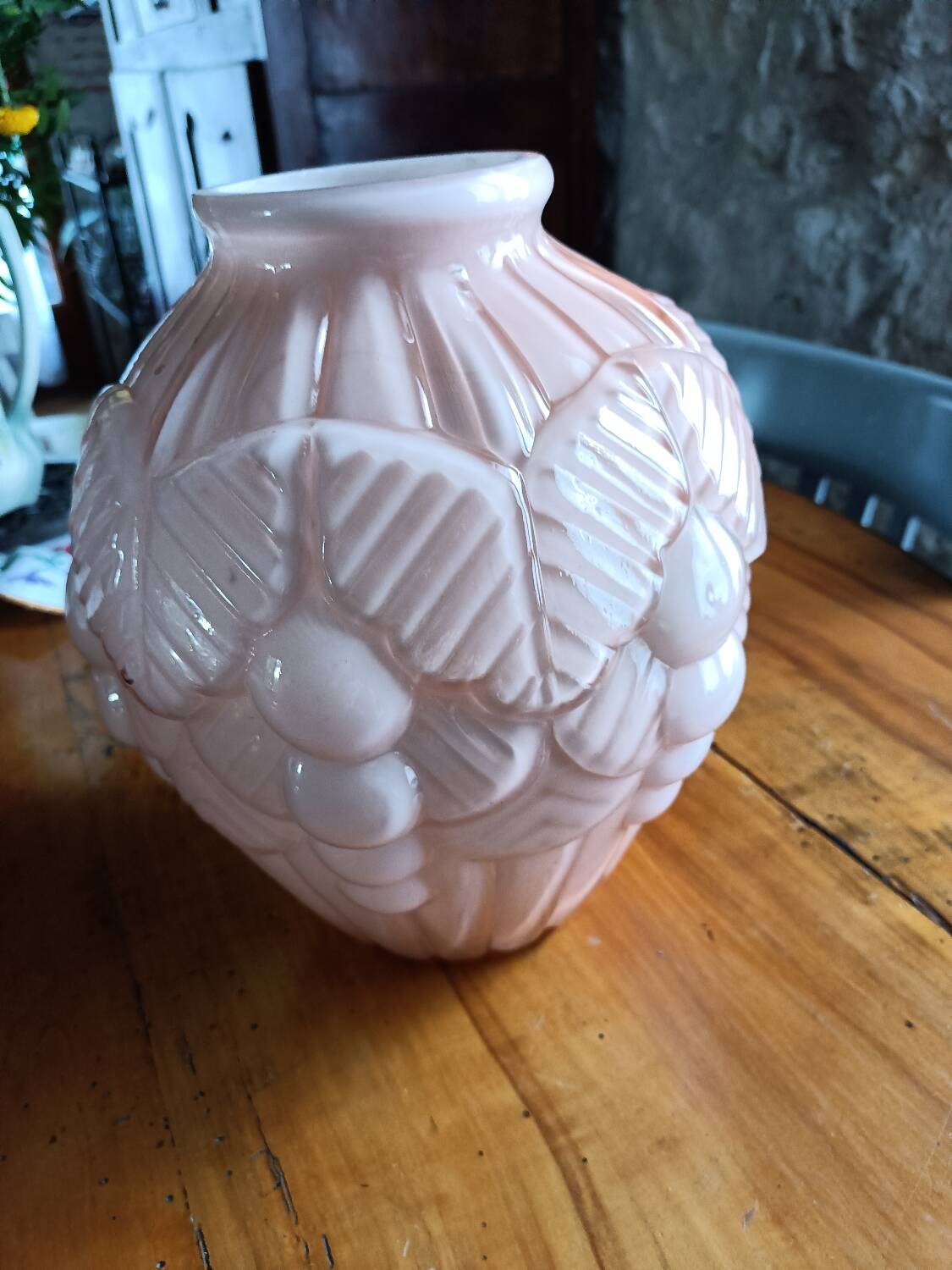 Art Deco pink opaline vase