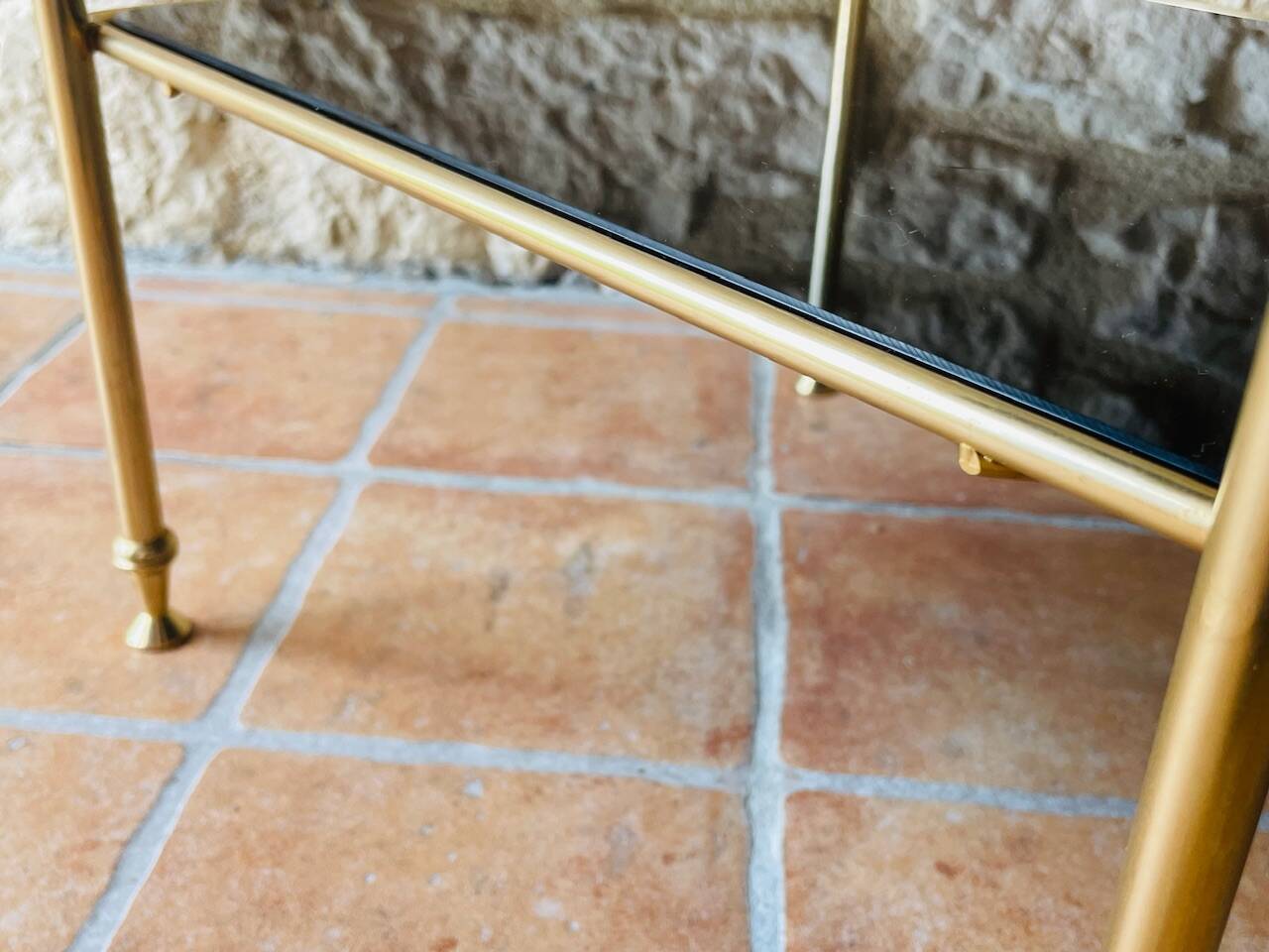 Vintage brass and glass side table circa 70's