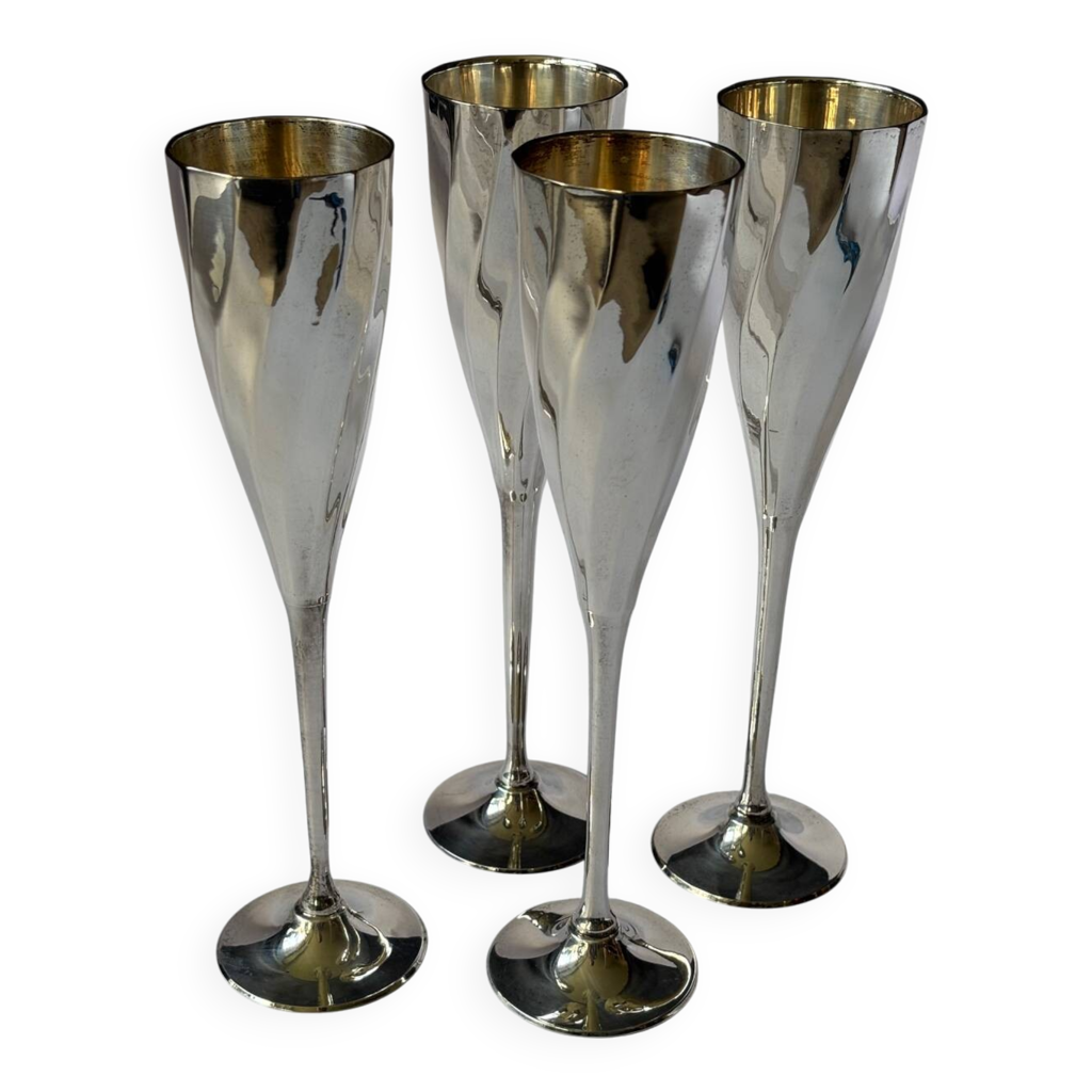 Lot De 5 Flûtes à Champagne En Verre Cristallin – Style Art Déco étoilé, Vintage Et Bohème