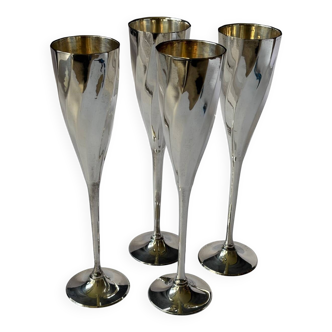 Art Deco silver-plated champagne flutes