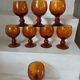 8 amber bubble wine glasses