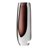 Vicke Lindstrand Sommerso Glass Vase In Clear And Brown, 1960s, Signed
