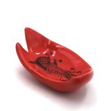 Red ceramic pocket emptier by Jean de Lespinasse, 1960s