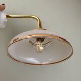Vintage elbow wall lamp with white and gold granite glass shade