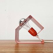 Orange metal table lamp, minimalist, modern mid-century space age, 1960s.
