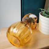 Vase en verre bullé orange