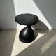 Solid wood (monoxyl) side table, organic shape, black color