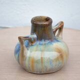 Art nouveau vase, vintage vase, enameled stoneware vase, attributed to Gilbert Metenier, vase with handles