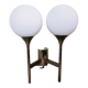 Sciolari double chrome wall light with white glass globe