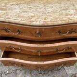 Louis XV style commode in marquetry, 20th century.