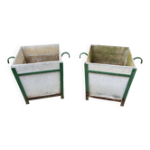 Pair of Large planters in fiber cement and metal 1950 eternit