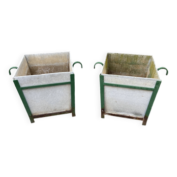 Paire de jardinières en fibrociment et métal par Eternit, 1950