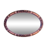 Antique oval beveled mirror in carved wood - 69 cm