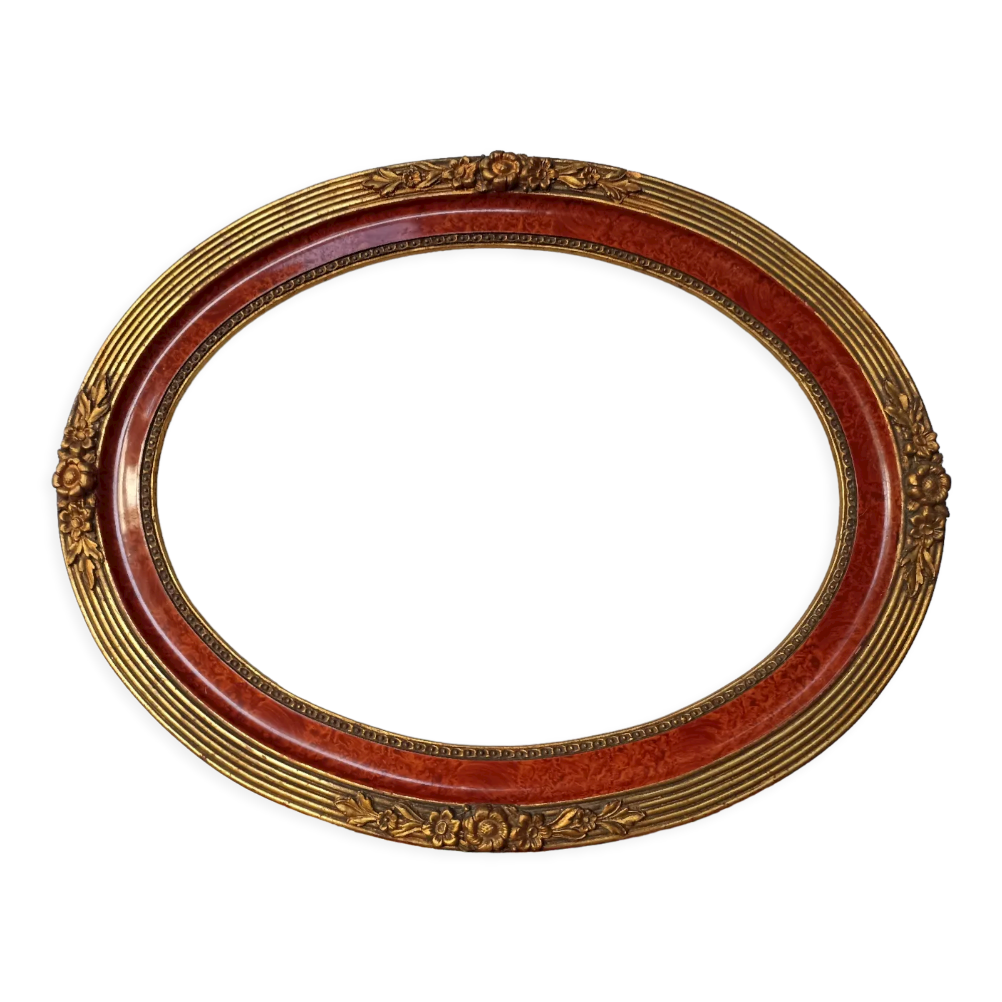 Old oval wooden frame