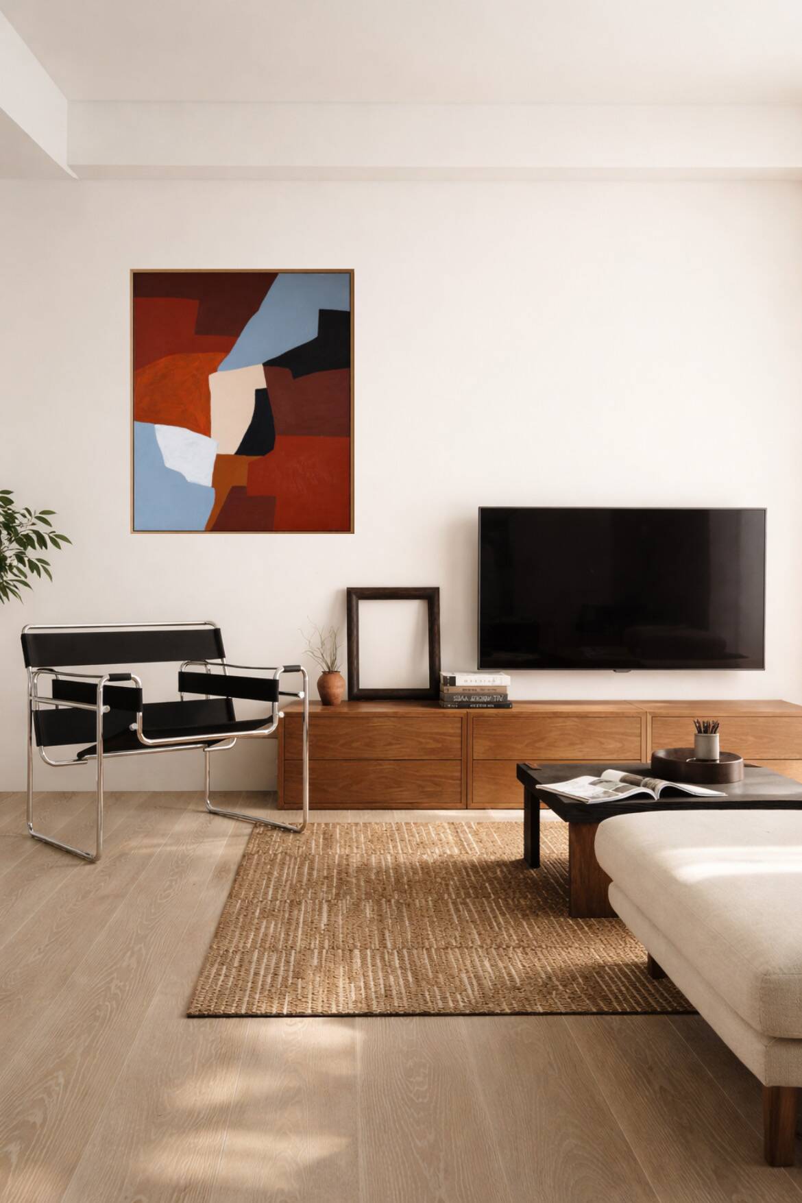 Stretched canvas painting "Fragments of Balance" signed Bodasca