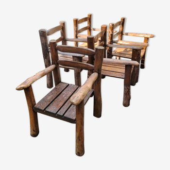 Lot de 5 chaises brutalistes