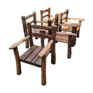 Lot de 5 chaises brutalistes