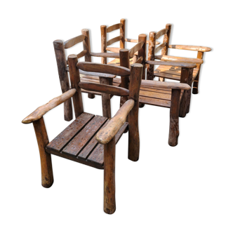 Lot de 5 chaises brutalistes