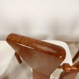 70's brutalist dining chairs in oak with bouclé fabric