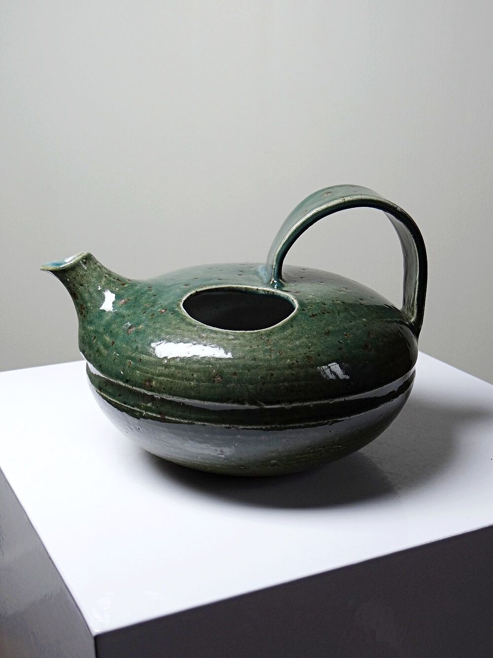 Glazed stoneware jug/pourer/watering can, vintage La Borne craftsmanship.