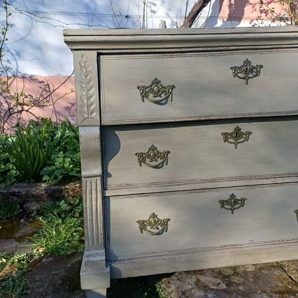 Petite commode de chambre ancienne patiné 3 tiroirs
