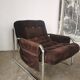 Velvet and tubular metal armchair 1980