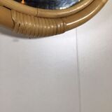rattan round mirror