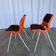 Vintage Overman Meblo Chairs: Orange & Brown Fabric, Stackable - Set of 2