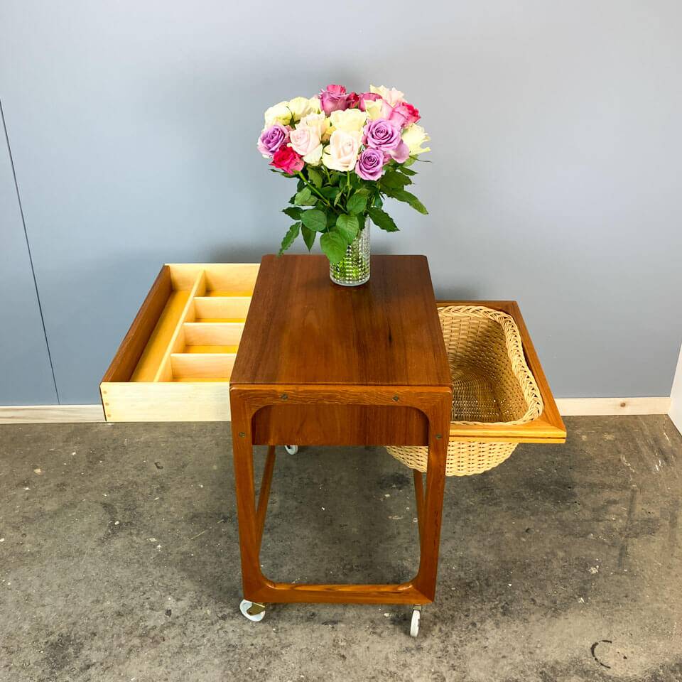 Rollable sewing box by BR Gelsted Denmark, teak, vintage from the 60s