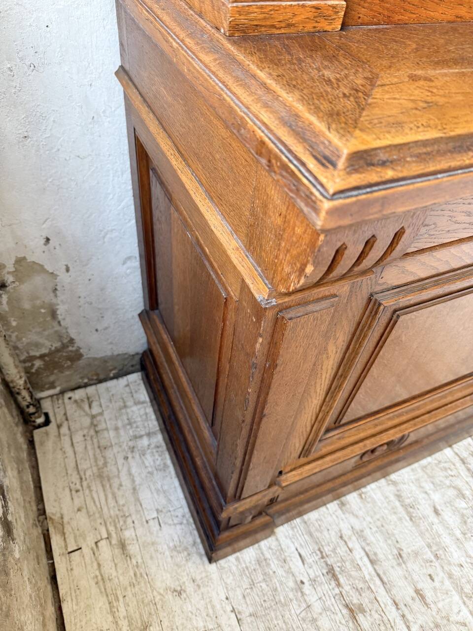 Antique XL Napoleonic oak glass bookcase, 19th century