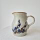 Petit pichet vintage en grès decor floral bleu de cobalt