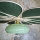 Suspension glass globe and petals in linen and rattan