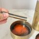 Vintage Red Enamelled Bronze Set, Ashtray, Candle Holder & Lidded Jar, 50s