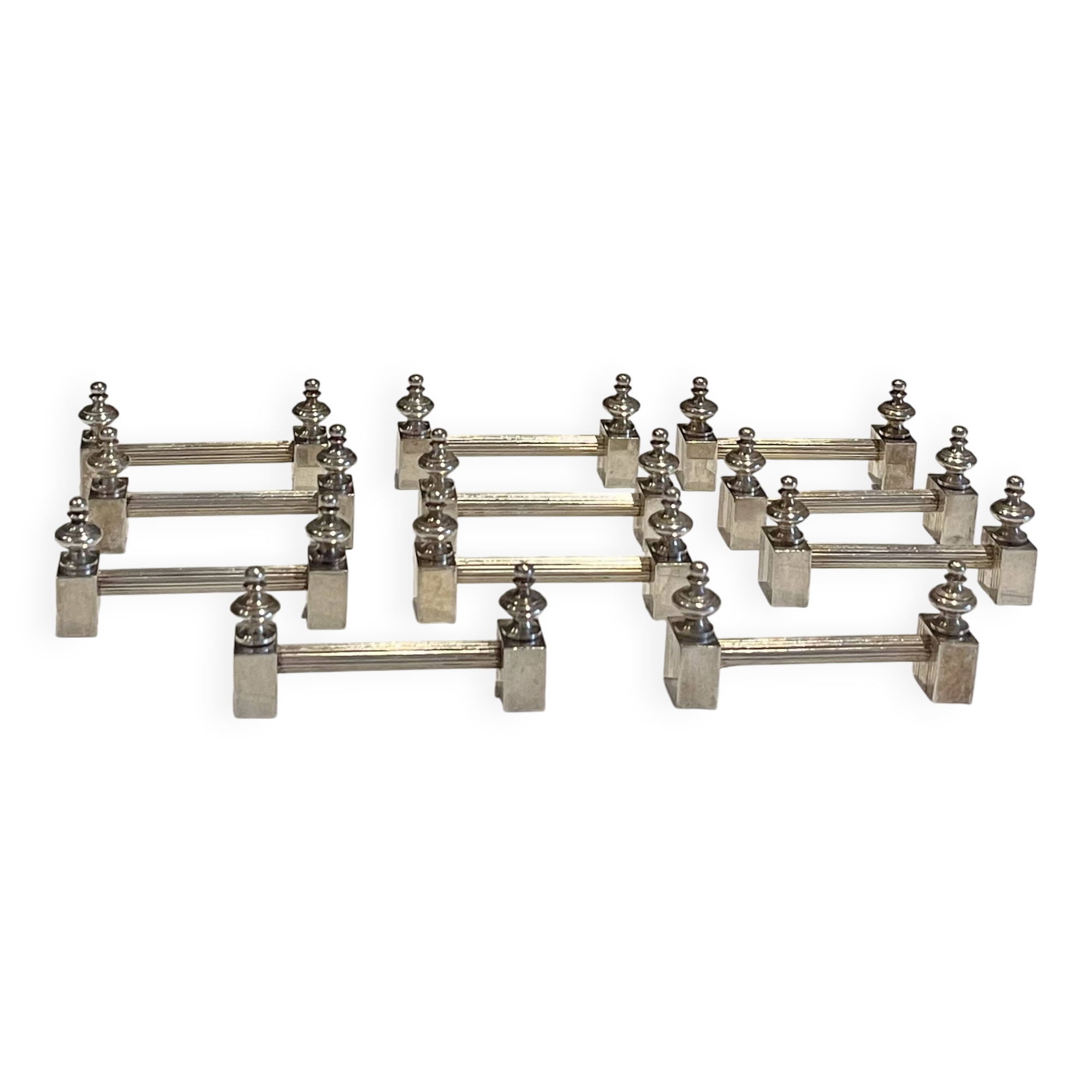 11 knife rests - Art Deco - Silver metal
