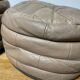 Pair of De Sède patchwork leather poufs