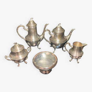 Tea service composed of 5 pieces in silver-plated metal