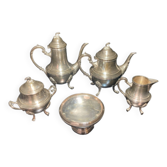 Tea service composed of 5 pieces in silver-plated metal