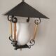 suspension lanterne noire et doré avec opaline blanche