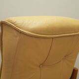 Fauteuil en cuir jaune, design danois, années 1960, production : Danemark
