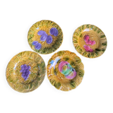 Set of four old Sarreguemines barbotine plates