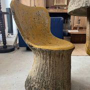 Garden furniture in concrete imitation faux wood
