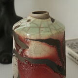 Polychrome raku vase