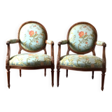 Pair of medallion back armchairs in Louis XVI style