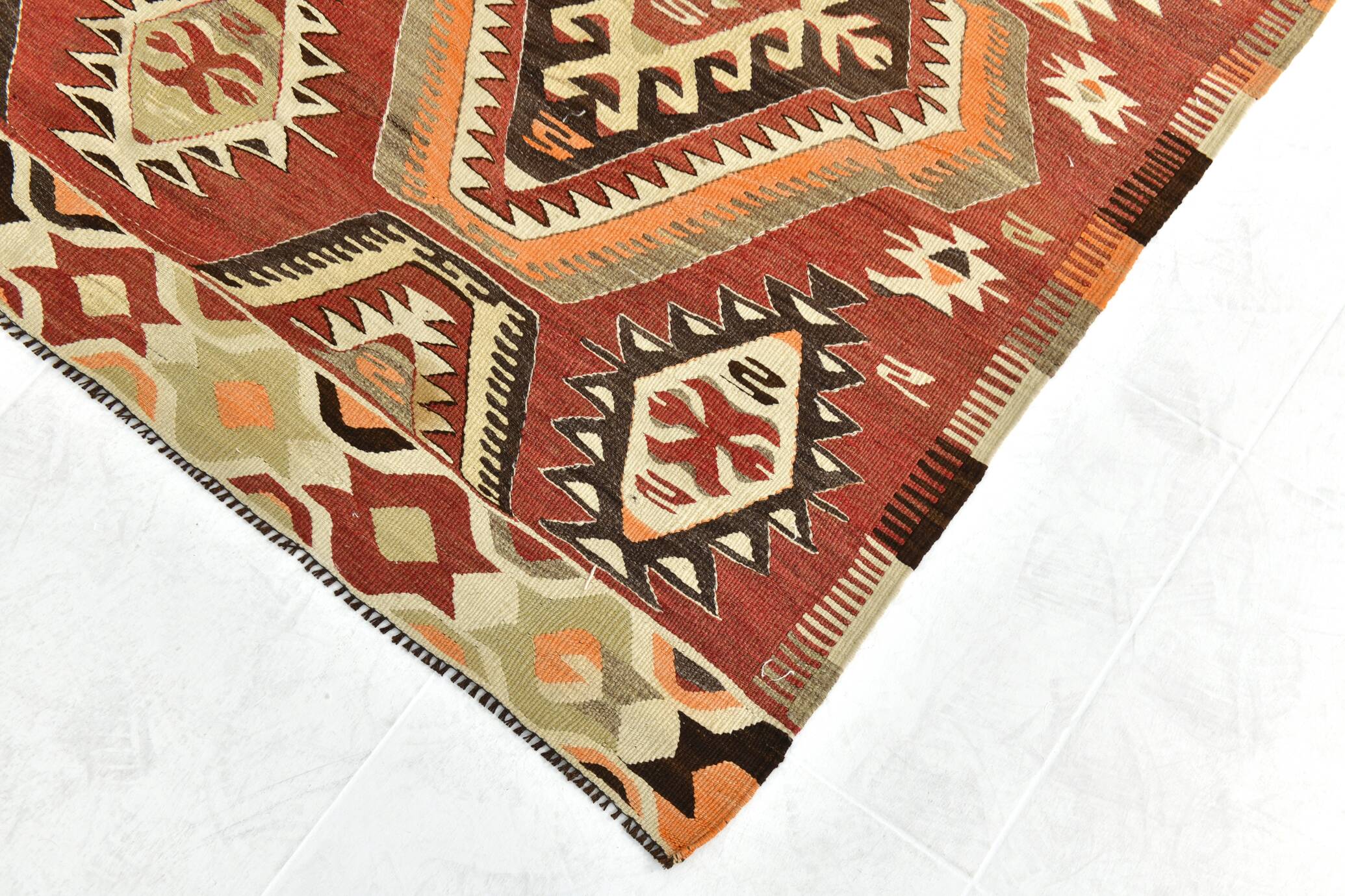 Red Brown Tribal Turkish Kilim Rug 146x292Cm SK 35174