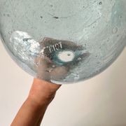 Vintage 1960s blue bubble glass BIOT carafe