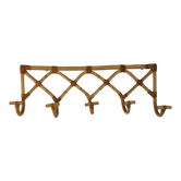 Vintage rattan coat rack 5 hooks 50s