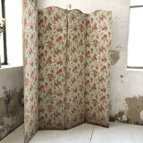 Paravent 4 pans en tissu ancien