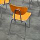 Lot de 6 chaises type ecole chrome et bois 1970